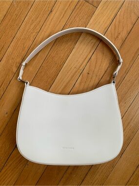 White Vegan Leather Shoulder Bag